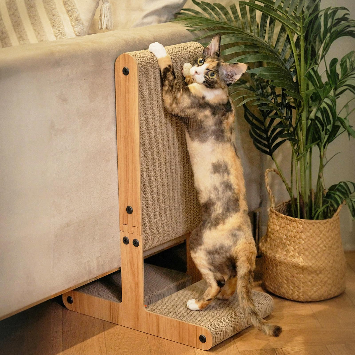 Nekosan T-Shaped Cat Scratcher full view for versatile scratching and furniture protection