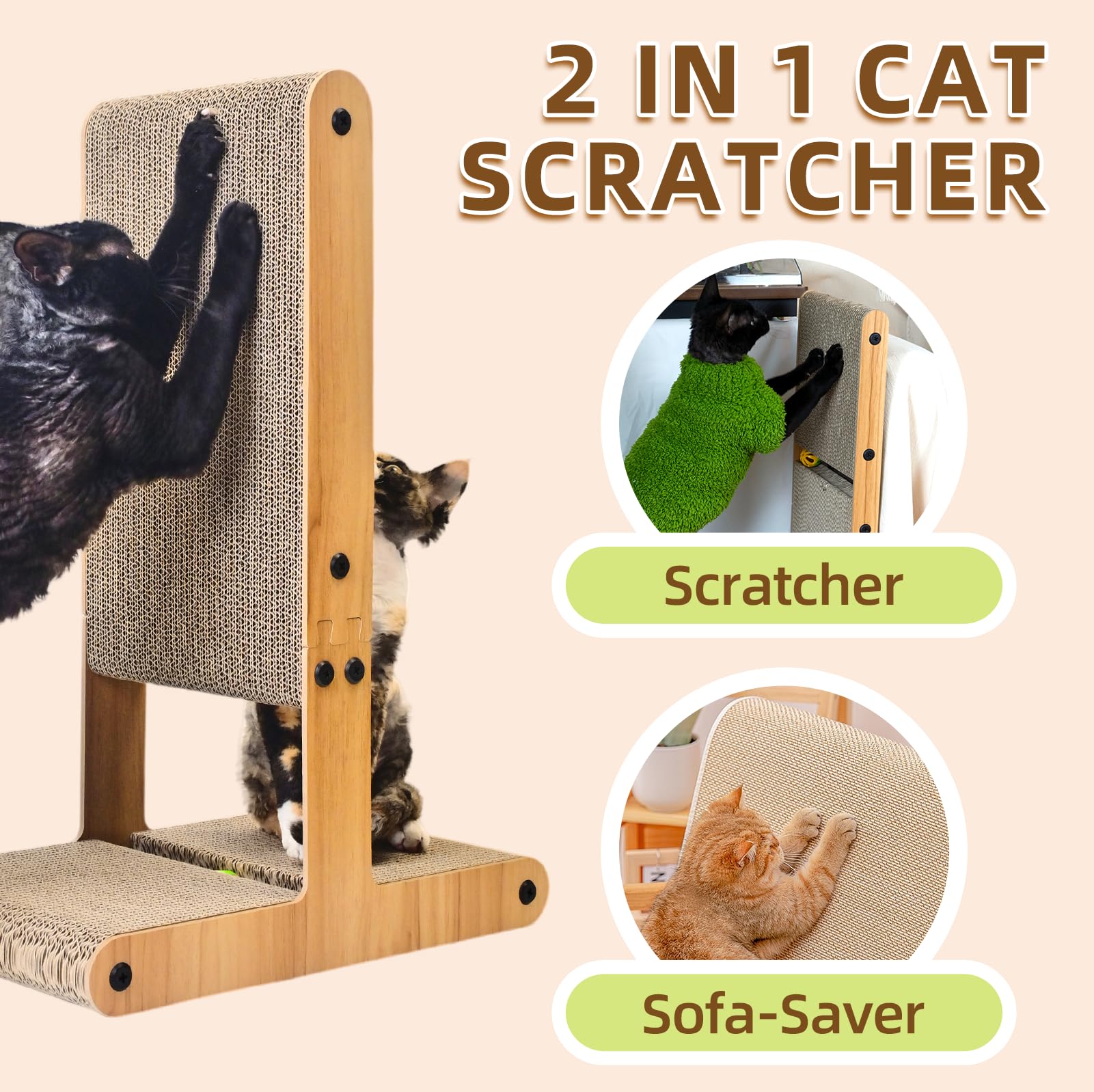 Nekosan T-Shaped Cat Scratcher horizontal use highlights comfortable lounging and scratching space