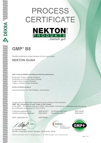 Nekton-S label-nutrition draws attention to vitamins minerals and amino acids.