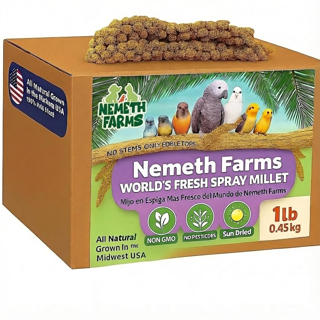 Nemeth Farms spray millet us-grown — fresh, natural treat for parakeets and cockatiels.