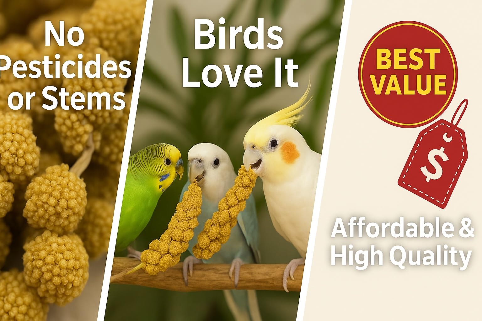 Nemeth Farms sun-dried millet — preserved nutrients and flavor for birds.