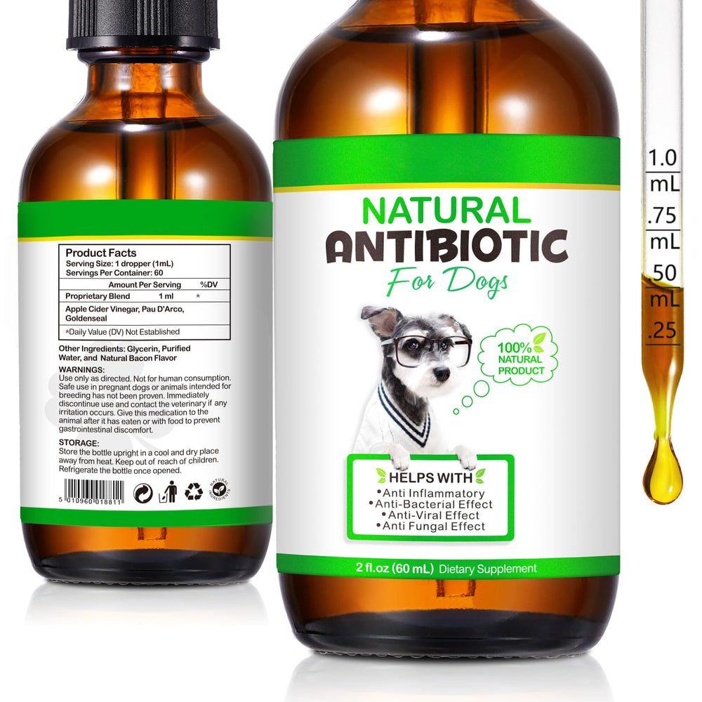 NenMaoKeNu natural dog antibiotics bottle front showing herbal blend for gentle support.