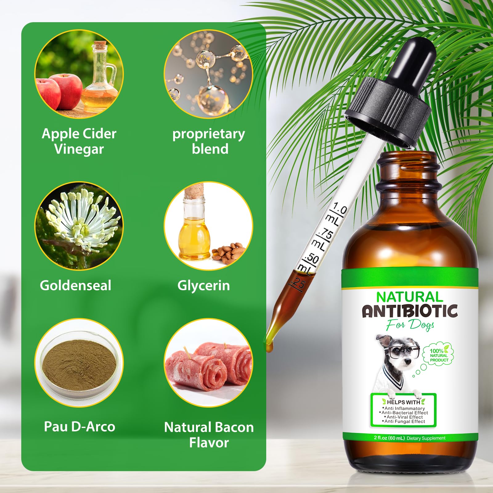 NenMaoKeNu natural dog antibiotics dropper ready for accurate daily dosing.
