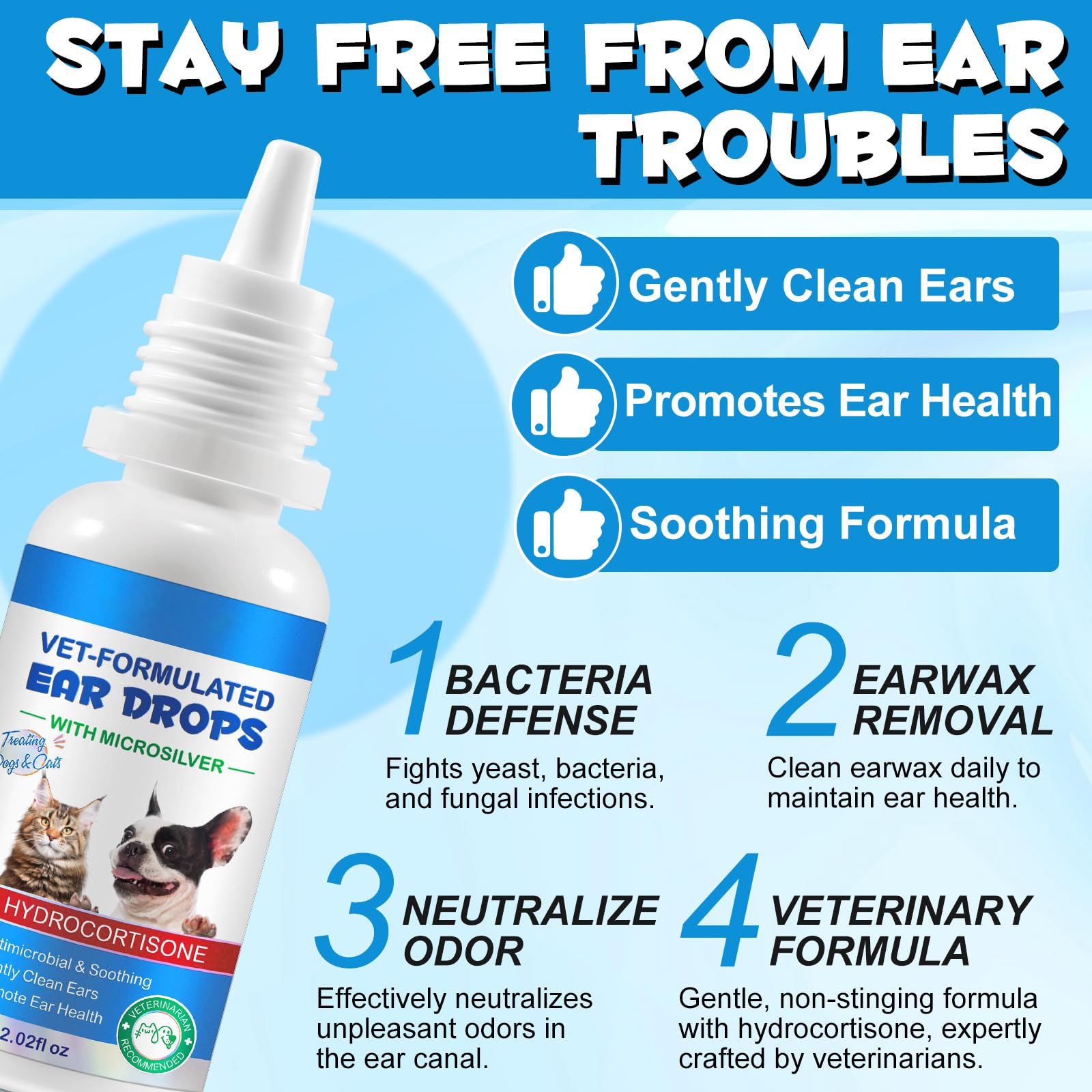 NenMaoKeNu cat-dog ear area cleanse supports healthier ears.