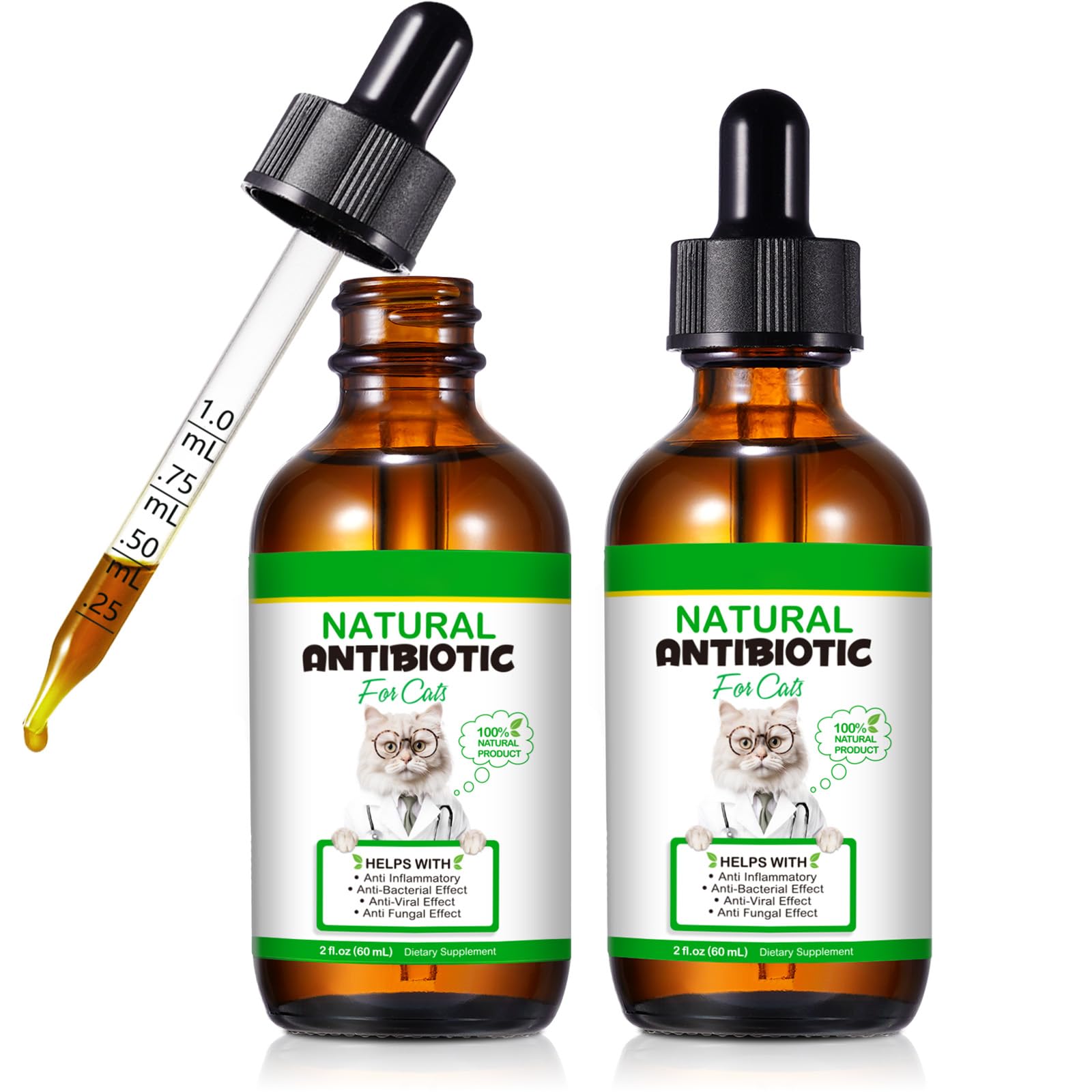 NenMaoKeNu herbal drops bottle illustrates a natural option for immune support in cats.