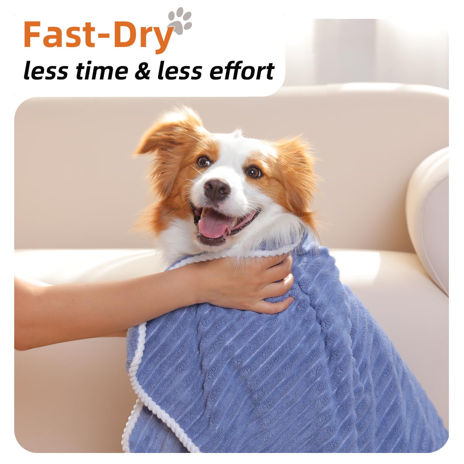 Nenolix dog towel 40x23 shows vertical stripes texture for enhanced absorption.