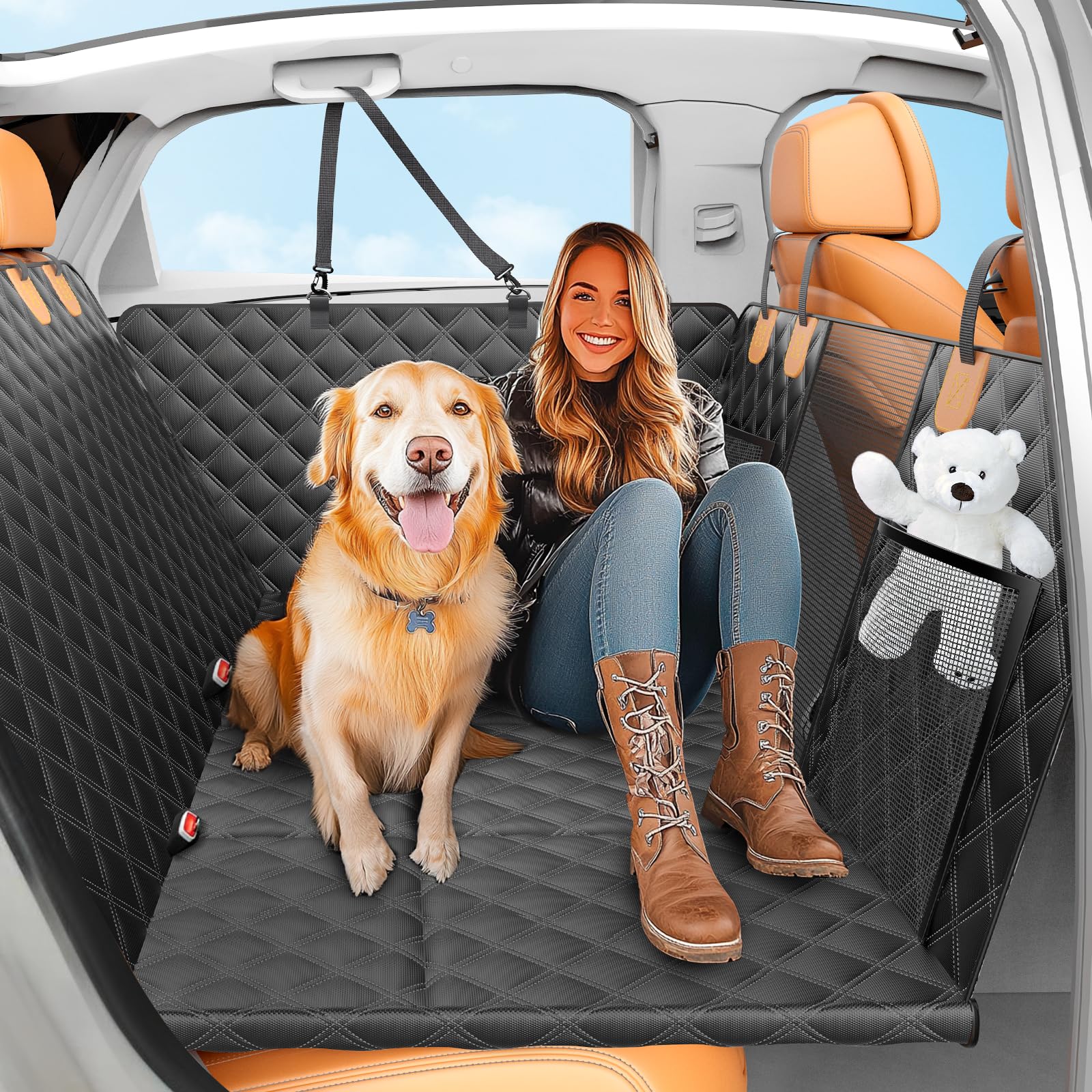 Nentik Back Seat Extender full-coverage view showing seat and door protection for clean rides.