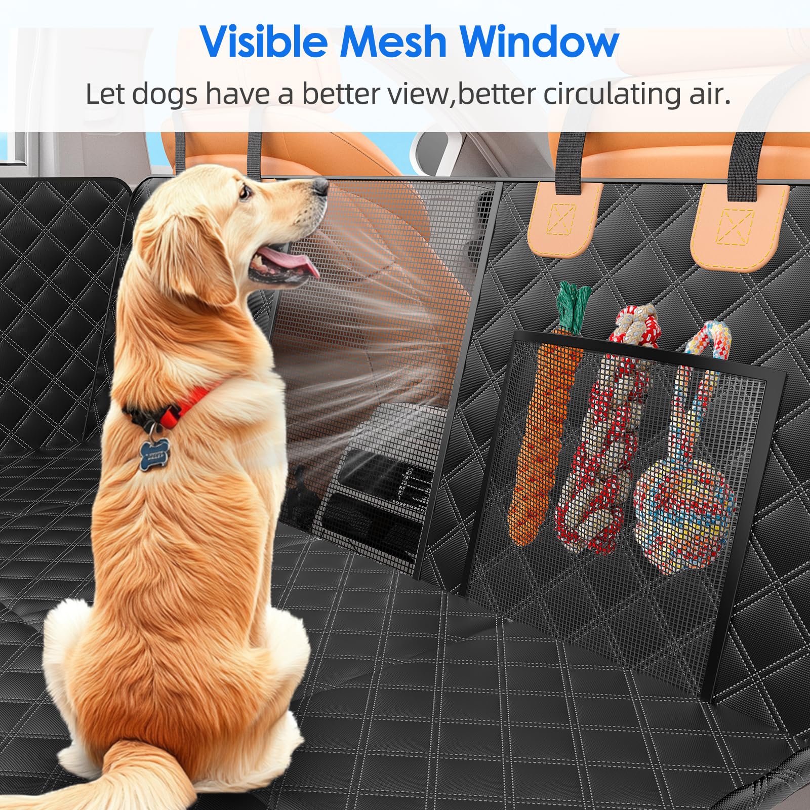 Nentik Back Seat Extender storage pocket teaser shot demonstrates convenient on-the-go organization.