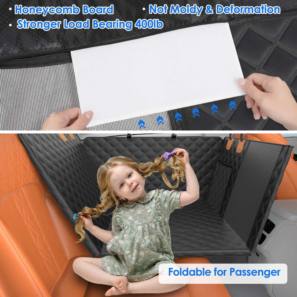 Nentik Back Seat Extender waterproof material close-up highlighting durability and easy cleaning.