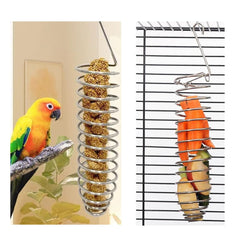 NentMent parrot treat feeder setup for easy loading of fruits and vegetables