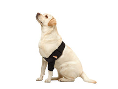 NeoAlly elbow brace left leg side profile shows flexible movement and snug fit.