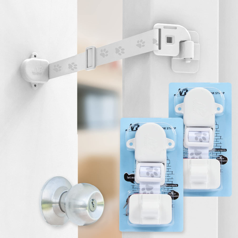 Neobay adjustable door strap setup showing cat access while keeping dogs out