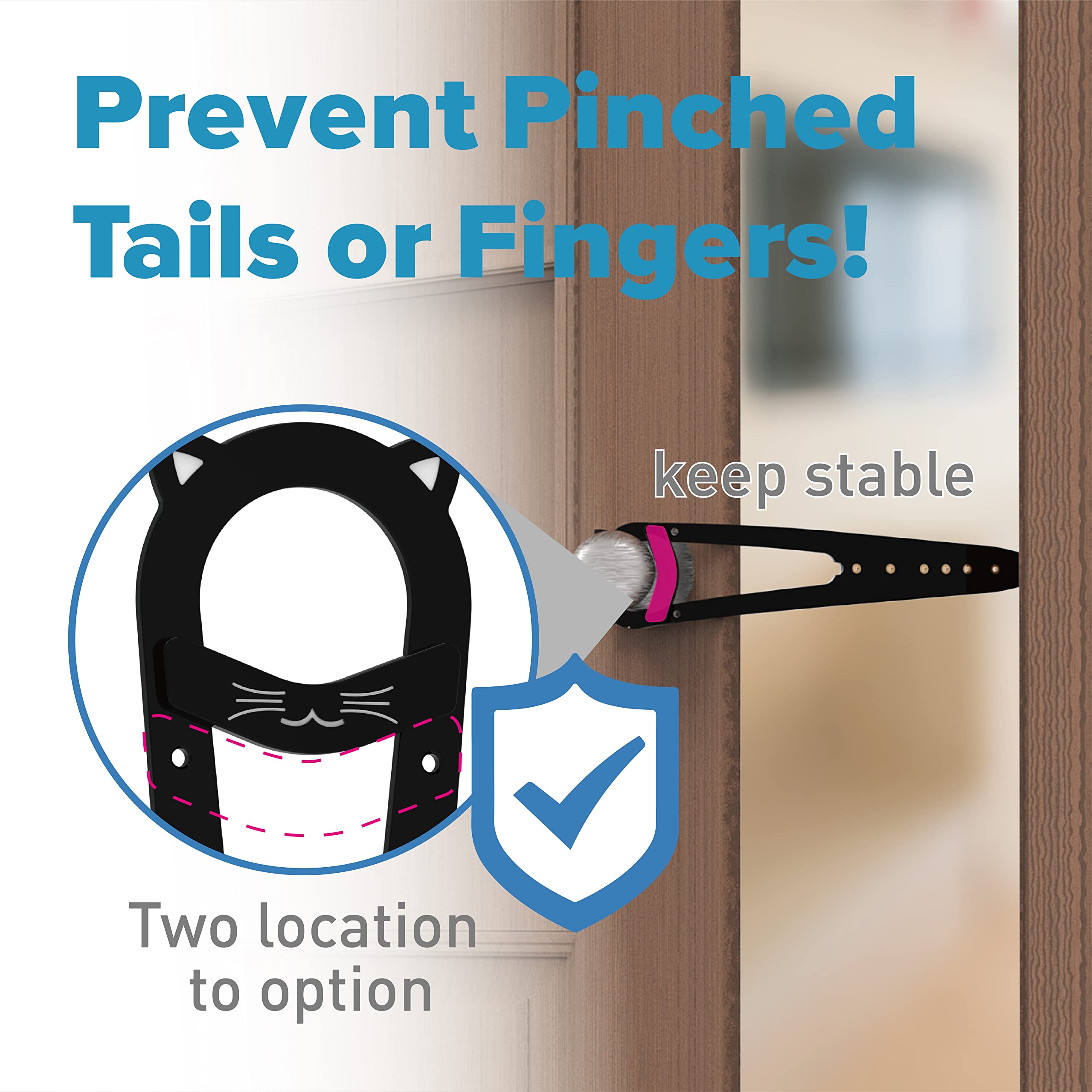 Neobay cat door latch seven-sizes gauge shows adjustable openings for growing cats.