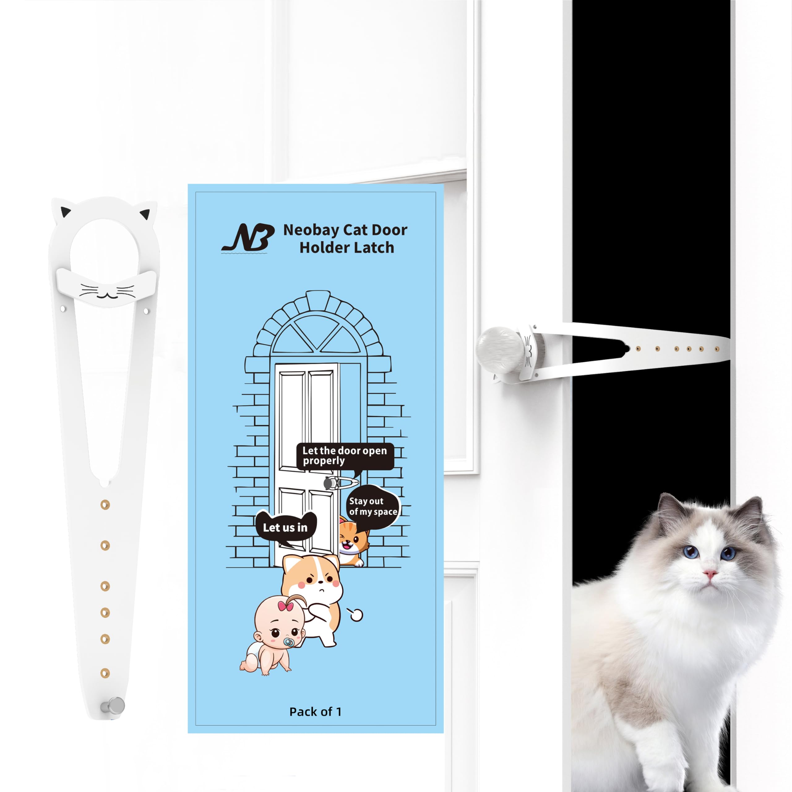 Neobay cat door latch stabilizer close-up demonstrates improved stability for safe door use.