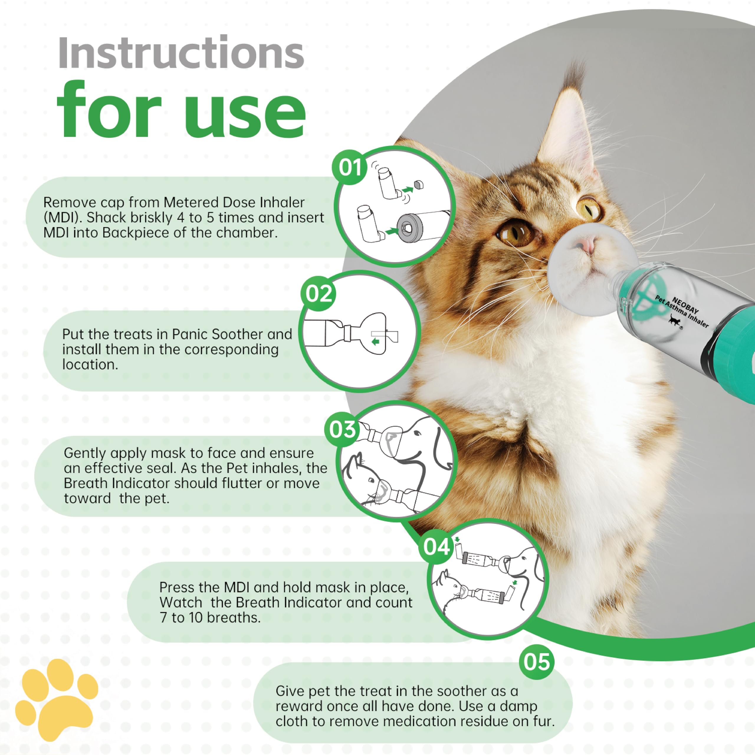 Neobay inhaler kit features a treat-spoon for reward-based training.