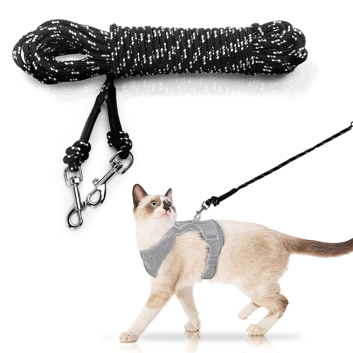 NEOGULY extra-long cat leash yard-9m for safe outdoor roaming and clear visibility.