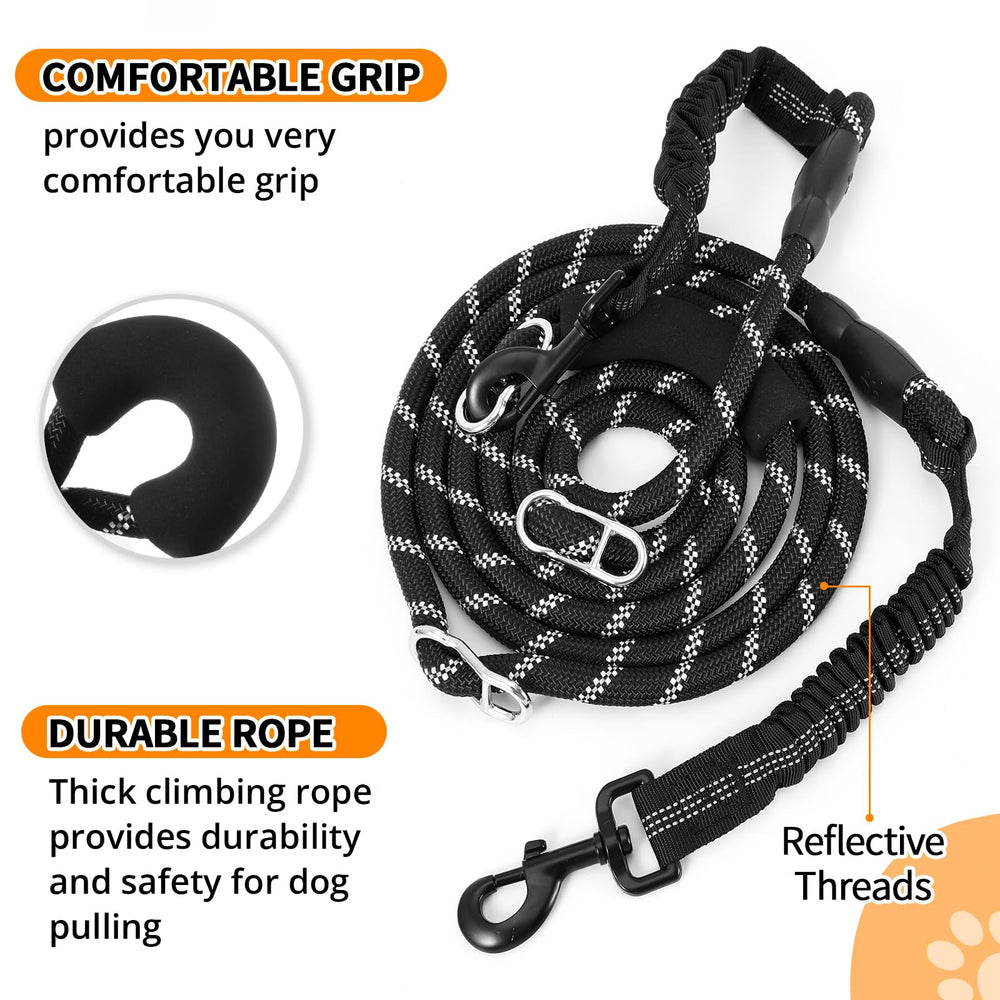 NEOGULY leash features shock-absorbing bungee to soften sudden pulls.