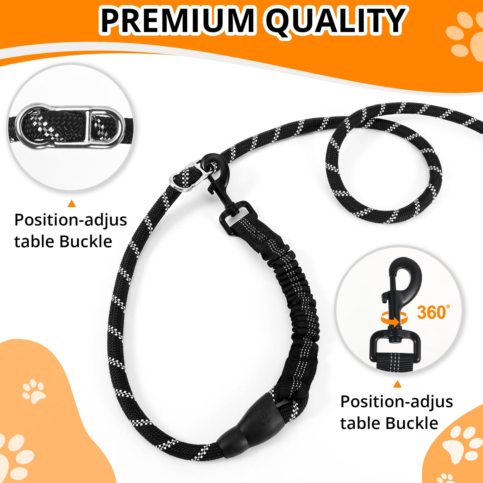 NEOGULY heavy-duty leash extended to 10 feet for flexible distance during runs.