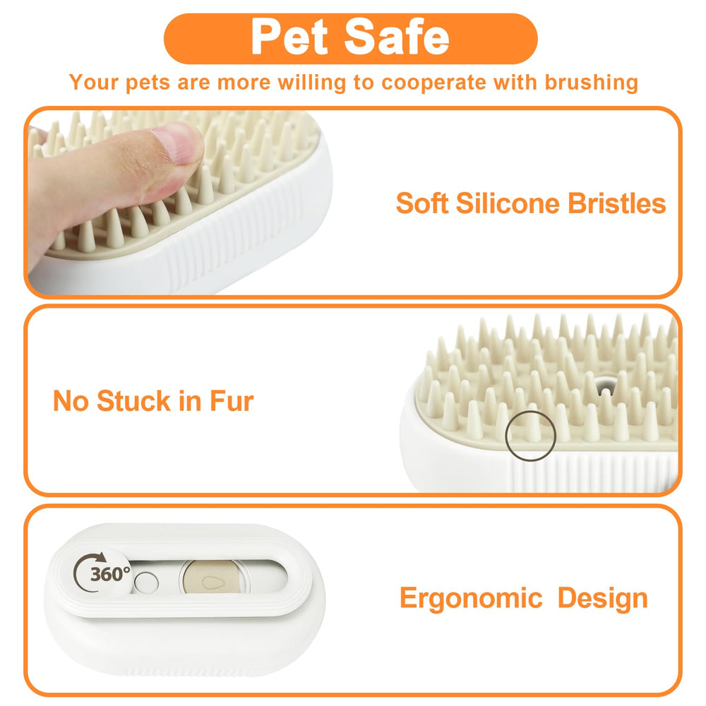 Nepfaivy Cat Steam Brush 360° handle enables easy, comfortable grooming.