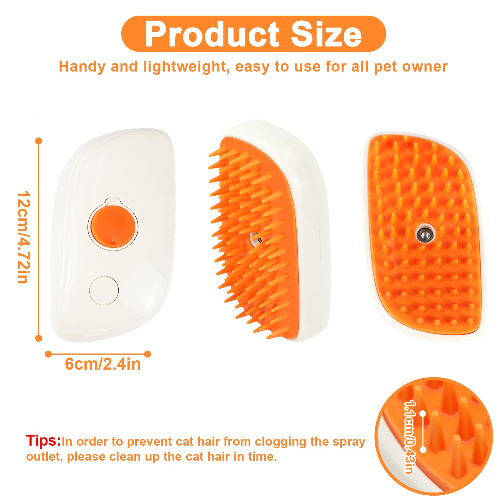 Detachable head on Nepfaivy Cat Steam Brush for easy cleaning