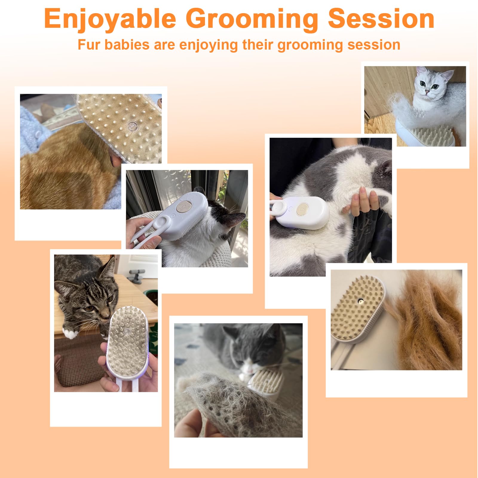 Nepfaivy Cat Steam Brush low-noise operation helps pets stay relaxed.