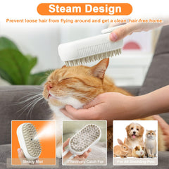 Nepfaivy Cat Steam Brush silicone bristles prevent snagging for a gentle grooming session.