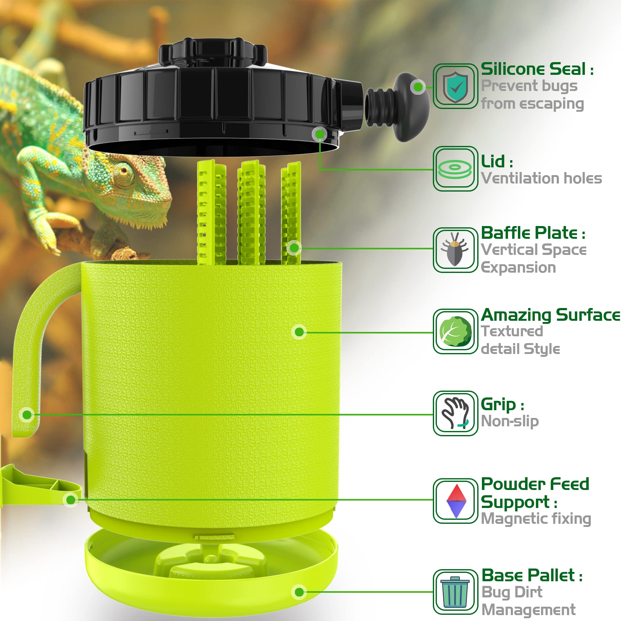 NEPTONION Cricket Keeper dirt sifter demonstrates hands-off waste removal.