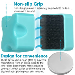 NEPTONION fabric scrubber algae removal side gently scrapes without scratching glass.
