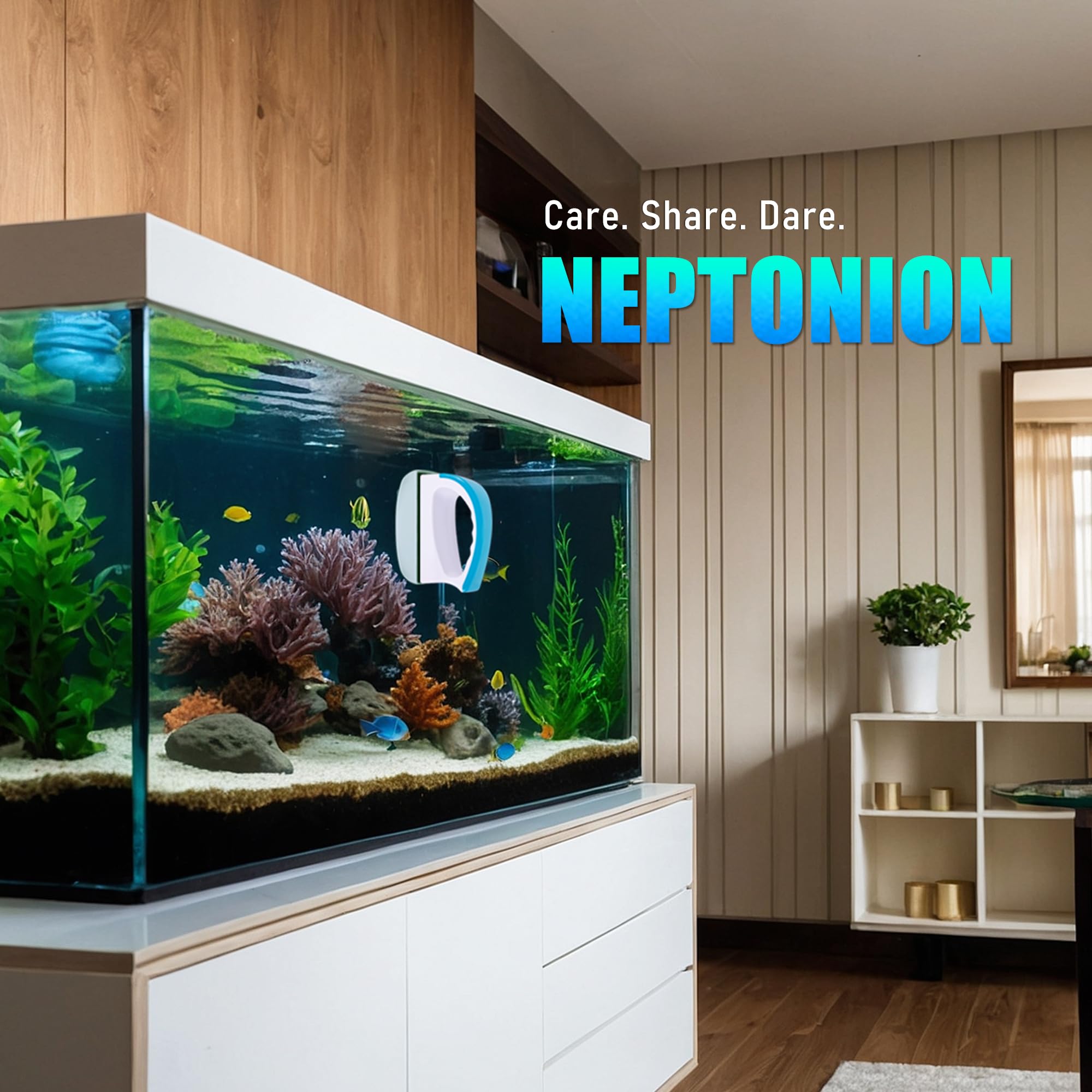 NEPTONION felt-grip handle detail for smooth, comfortable cleaning.