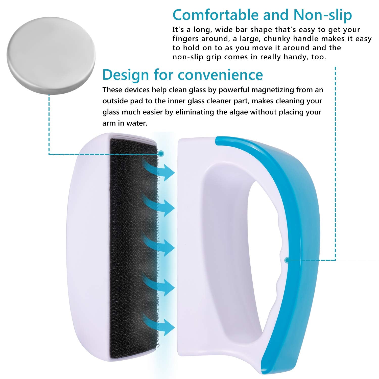 NEPTONION non-slip-handle shown, secure grip during cleaning.