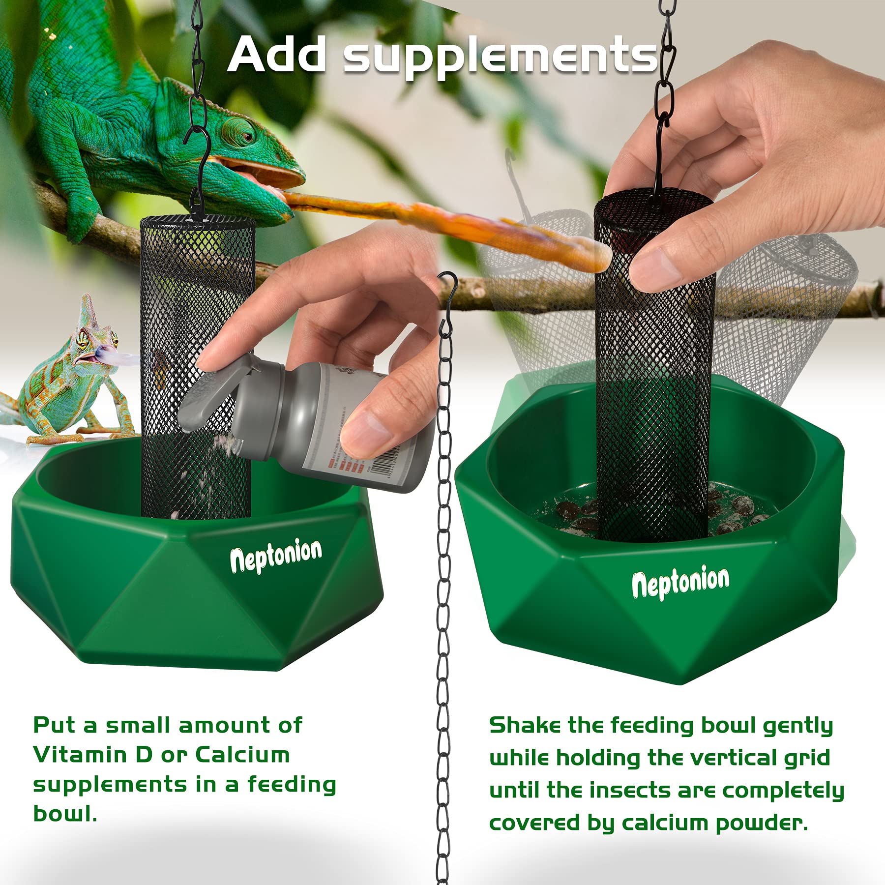 NEPTONION stable base prevents tipping and reduces insect escapes.
