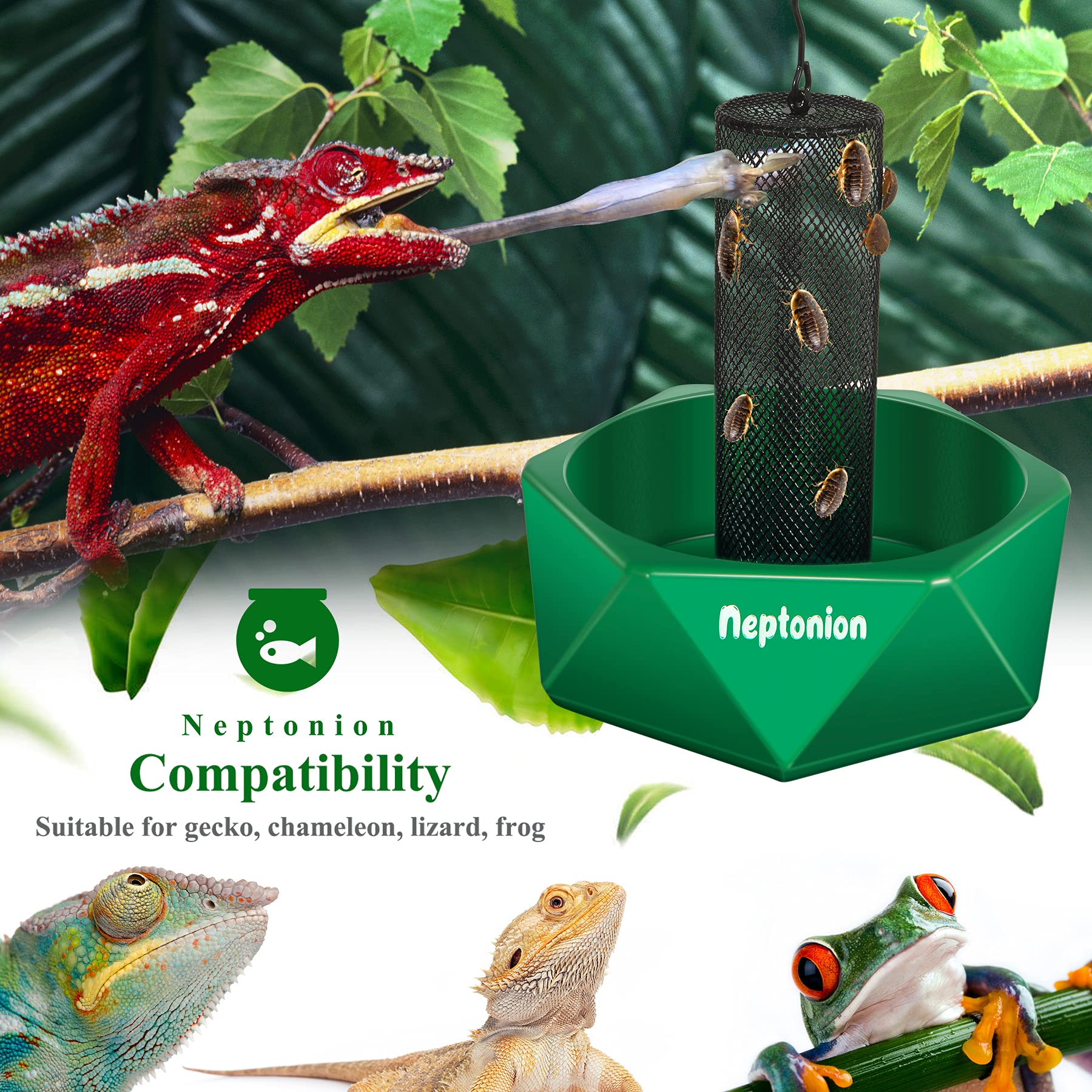 NEPTONION umbrella-top design keeps prey inside for controlled feeding.