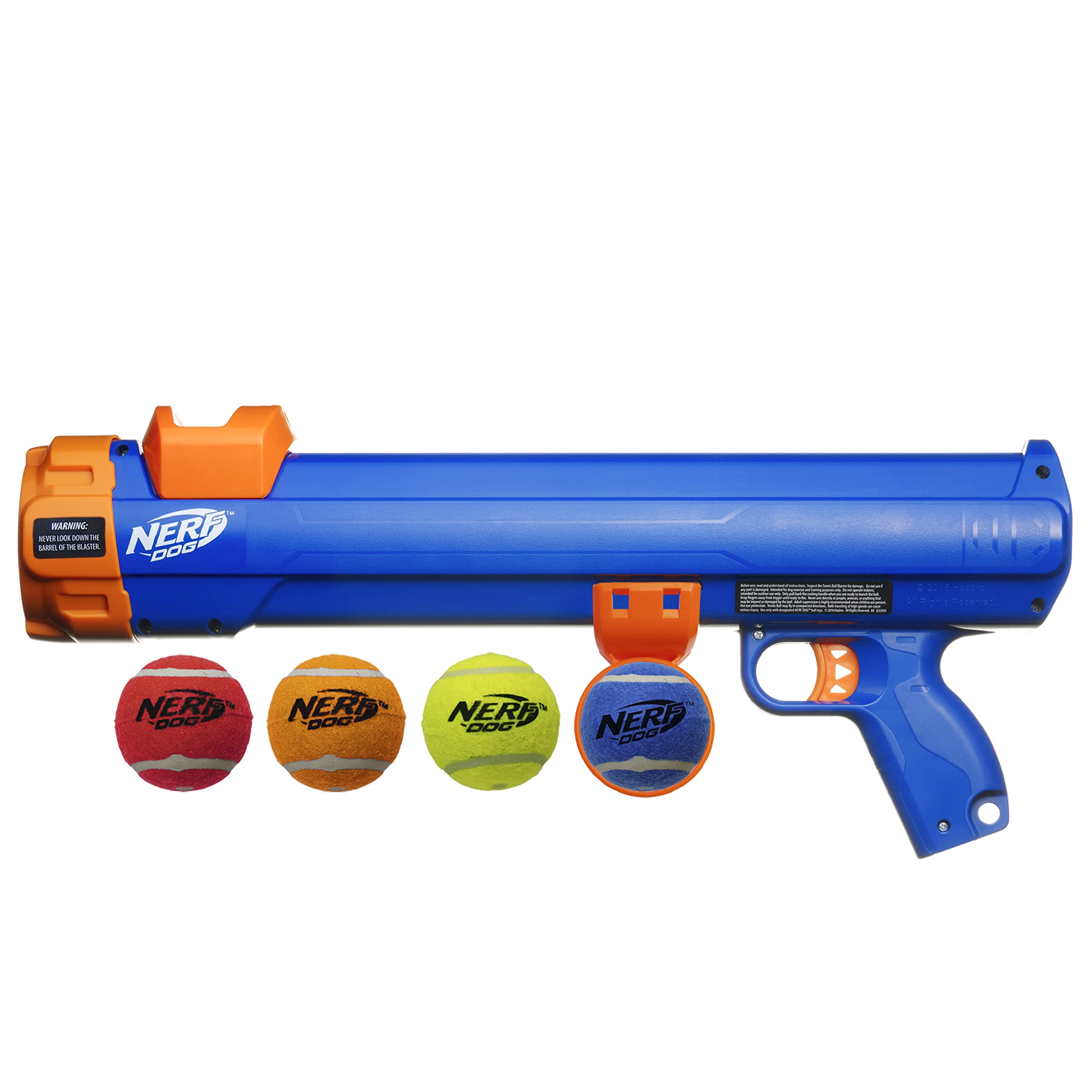 Nerf Dog Tennis Ball Blaster dog-ready reward moment for training.