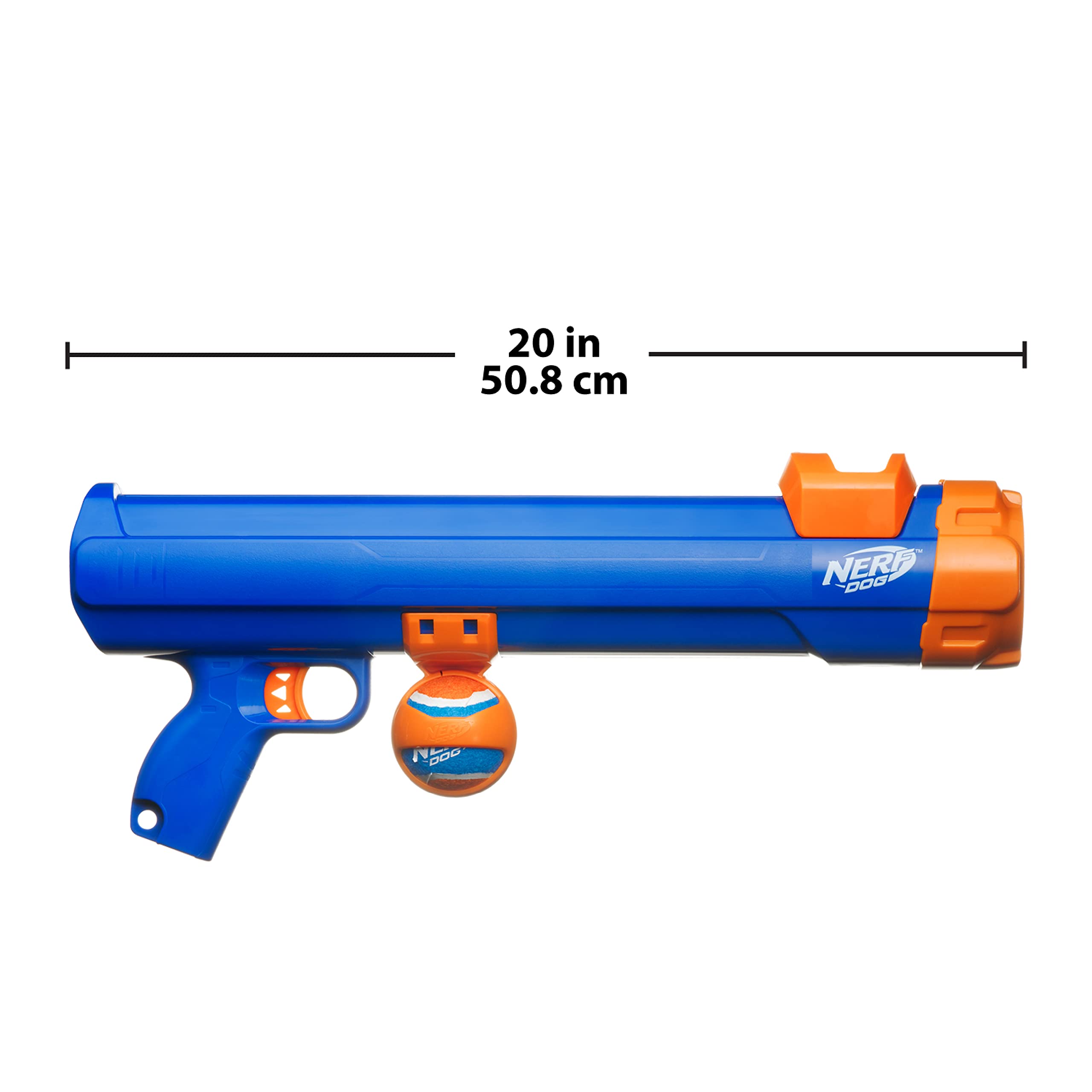 Nerf Dog Tennis Ball Blaster park fetch scene captures outdoor fun.