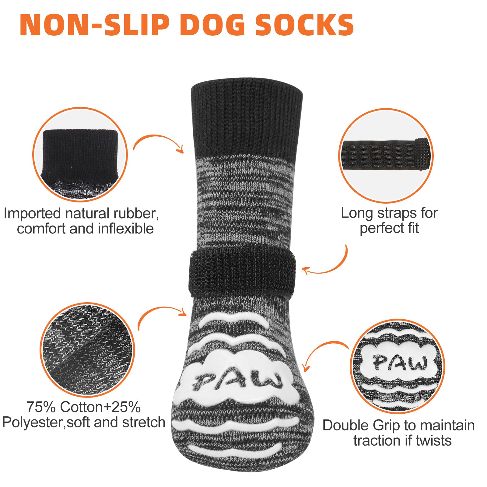 NESAYVER dog socks with non-slip soles for safety during indoor adventures