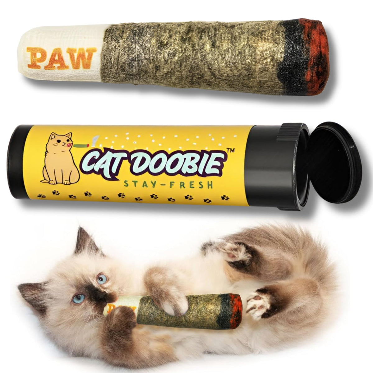 Nestpark Cat Doobie catnip toy crinkle close-up showing potent catnip appeal for playful sessions