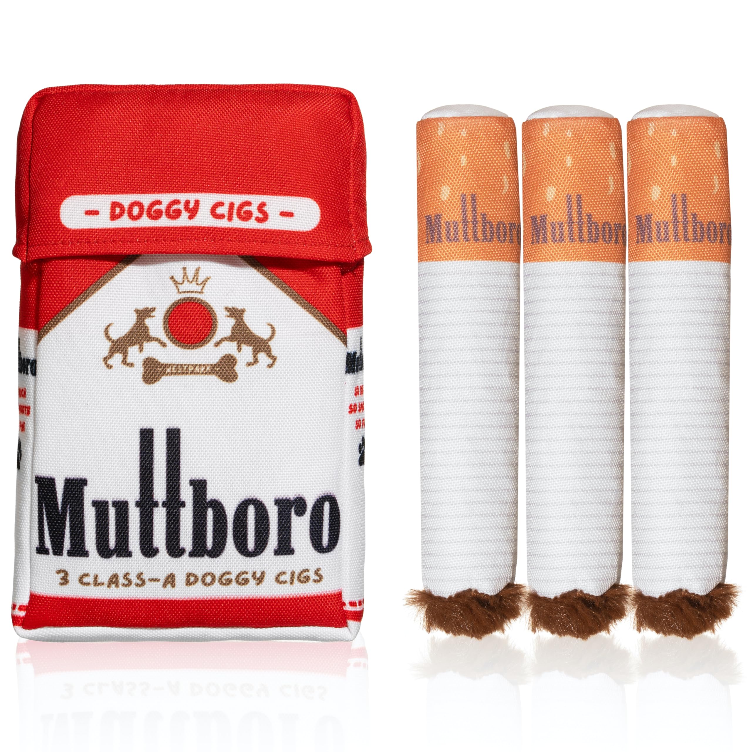 Nestpark Muttboro Doggy Cigs parody plush toy fosters playful bonding and goofy moments.