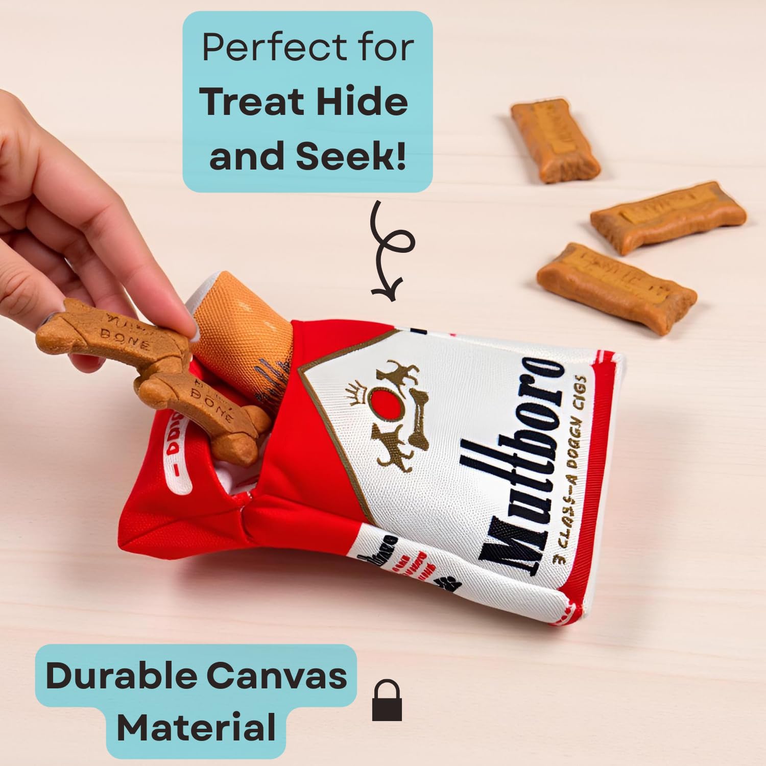 Nestpark Muttboro Durable mesh toy stands up to rough play and chewing.