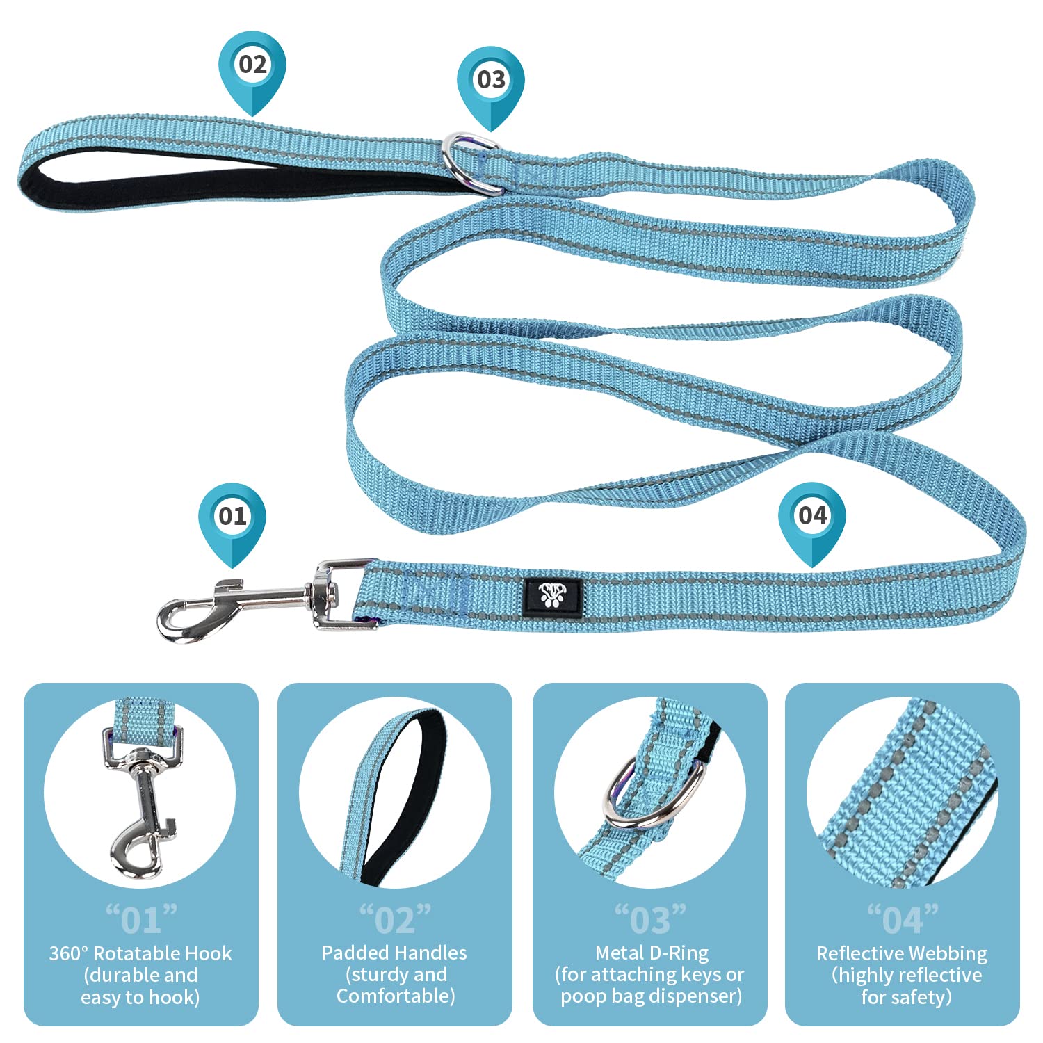 NESTROAD adjustable collar blue sizes image demonstrates size range from XS to L.
