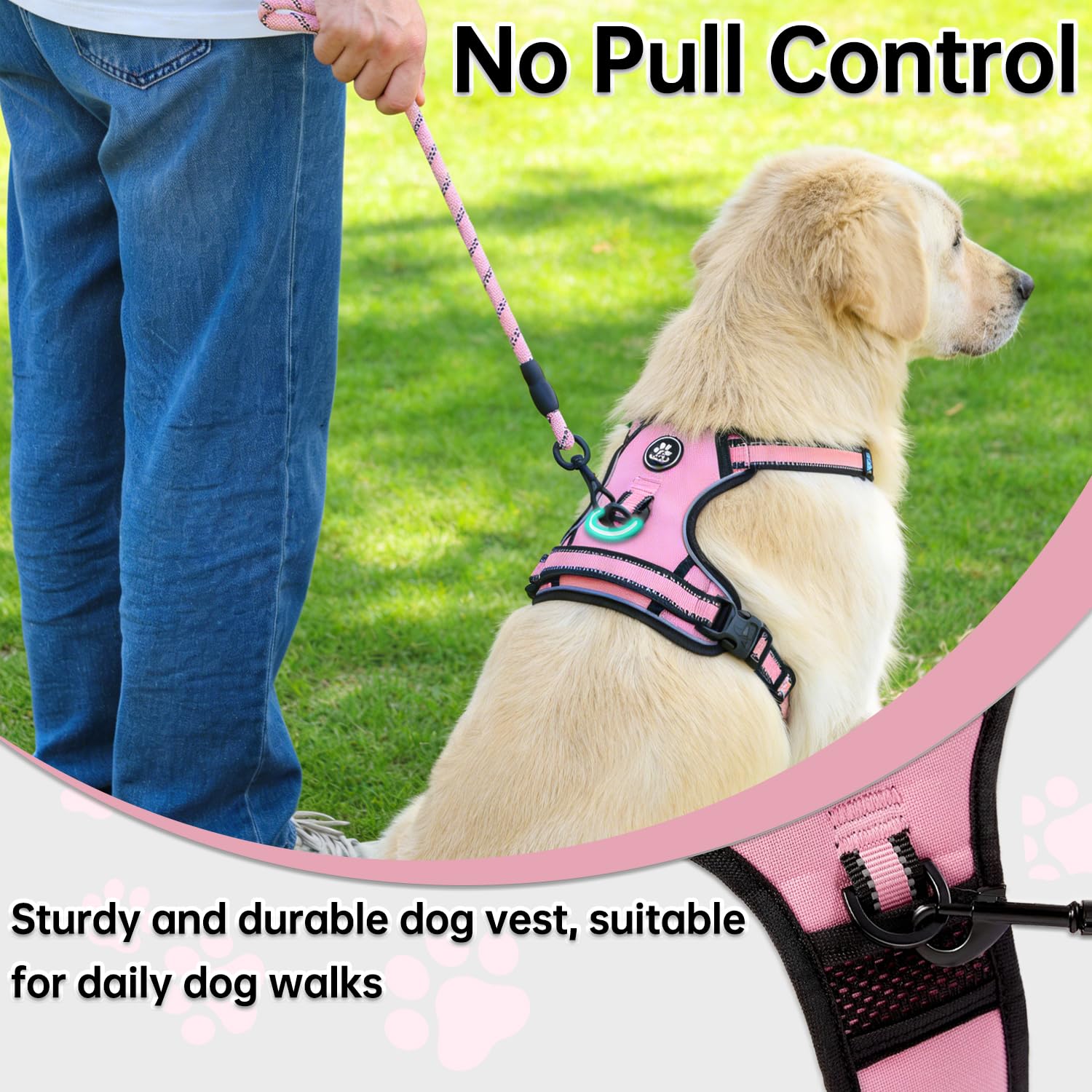 Oxford con flujo de aire Rosa, tela transpirable para perros