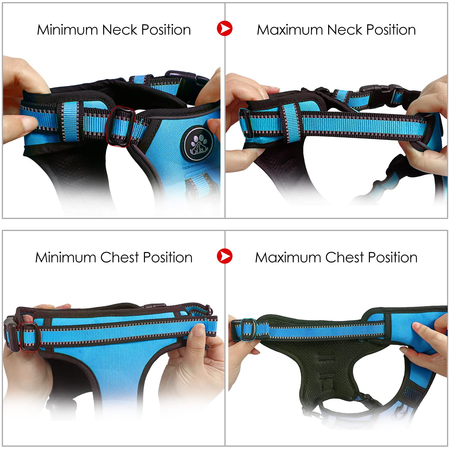 NESTROAD no-pull harness blue front and rear clips for versatile training and walking