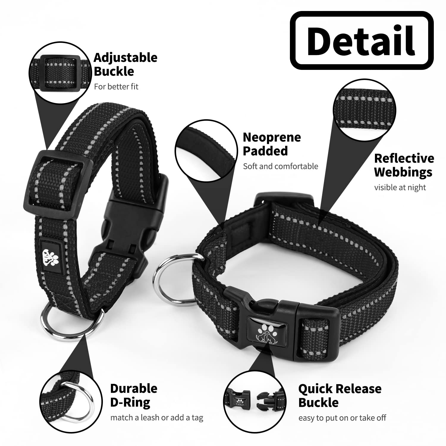 NESTROAD quick-release buckle collar for easy on/off.