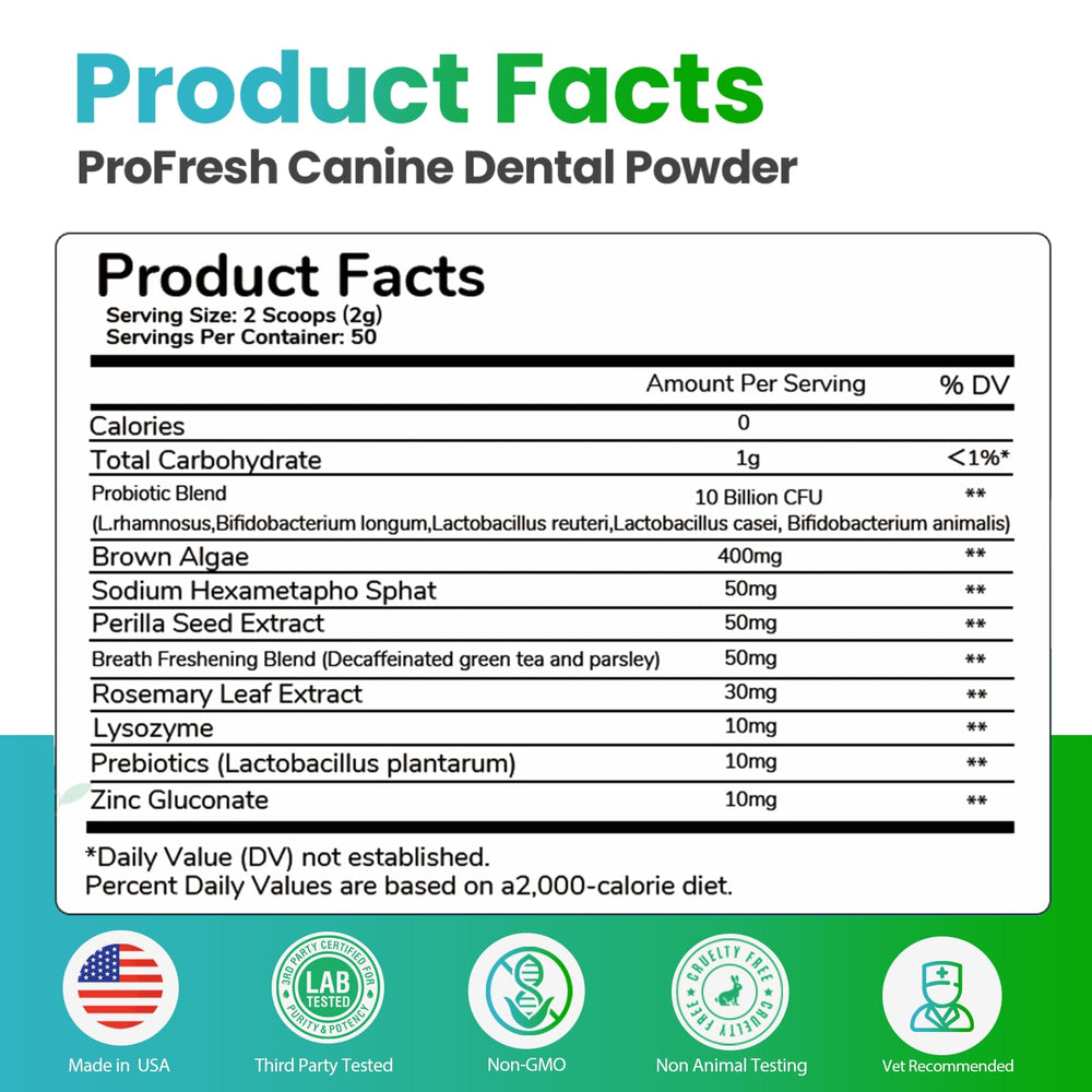 NetGVI powder mixed with dog meal supports oral and digestive wellness.