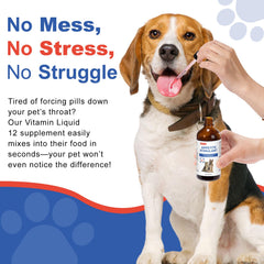 Netrca B12 liquid label highlights methylcobalamin and dosage guidelines for pets