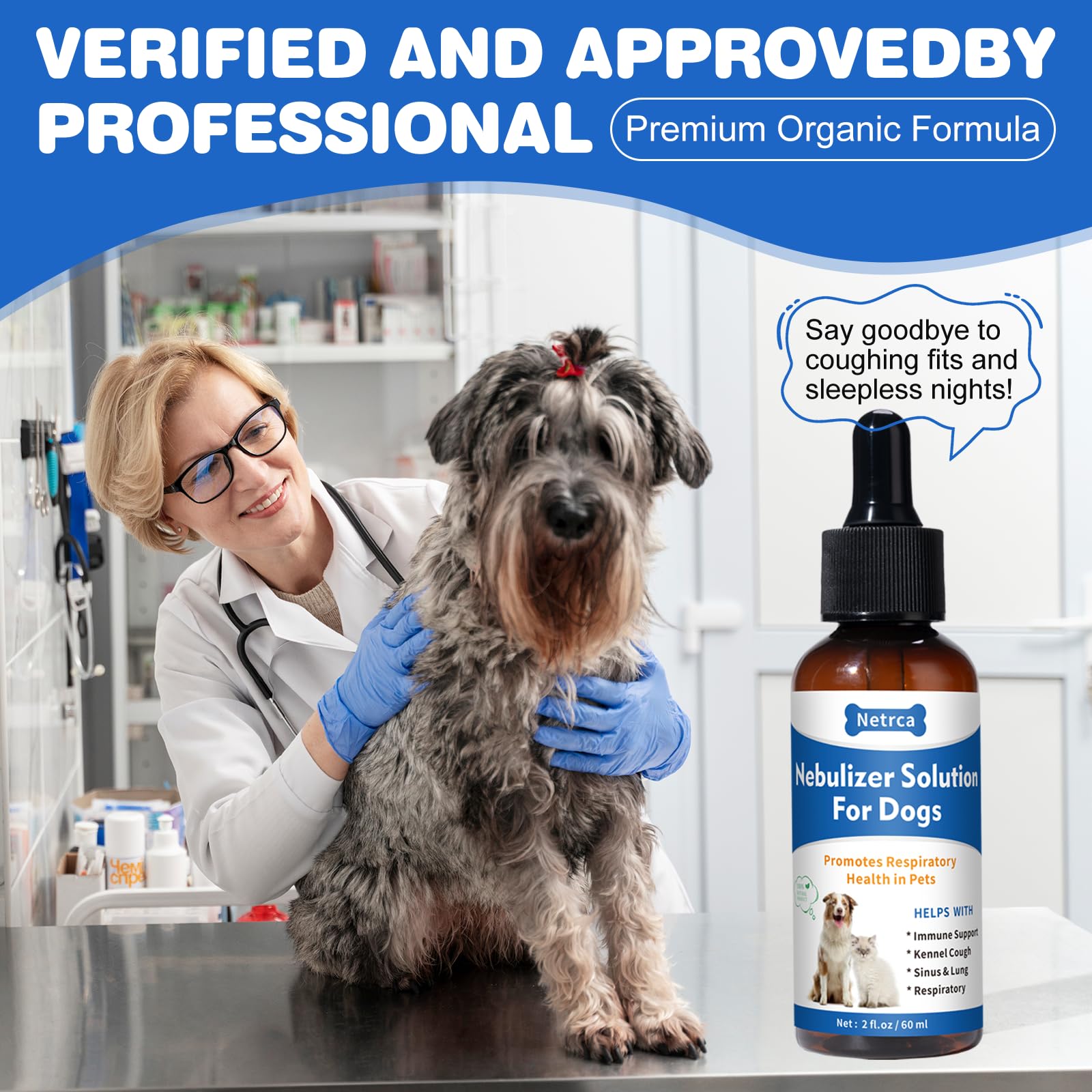 Netrca natural nebulizer solution supports immune and lung health in dogs and cats
