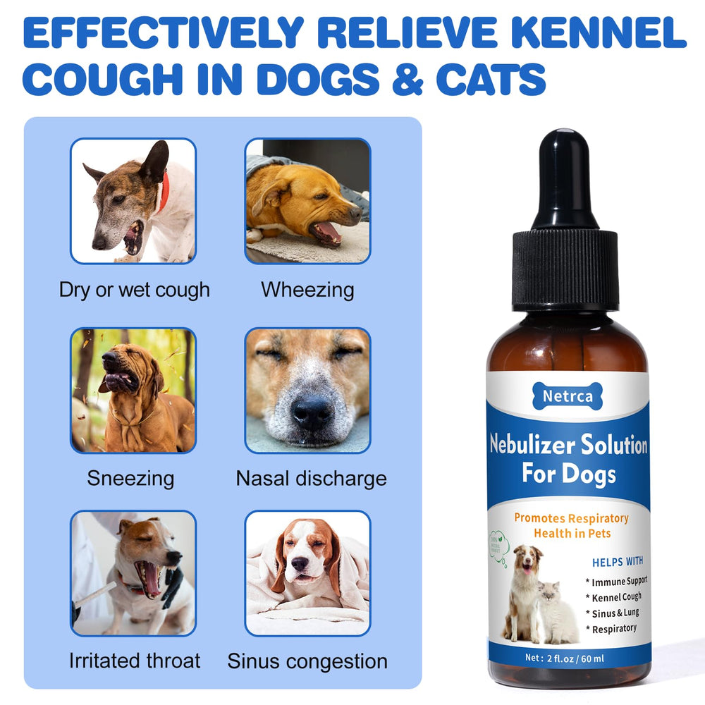 Netrca natural nebulizer solution being used by a pet owner for breathing support