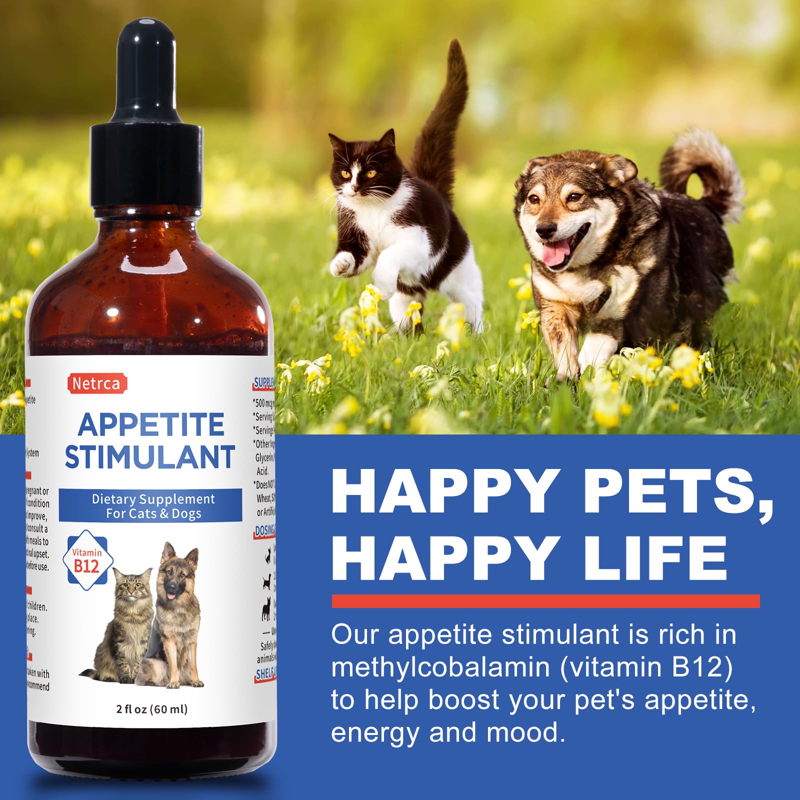 Netrca pet smiling dog after supplement signaling improved mood and energy