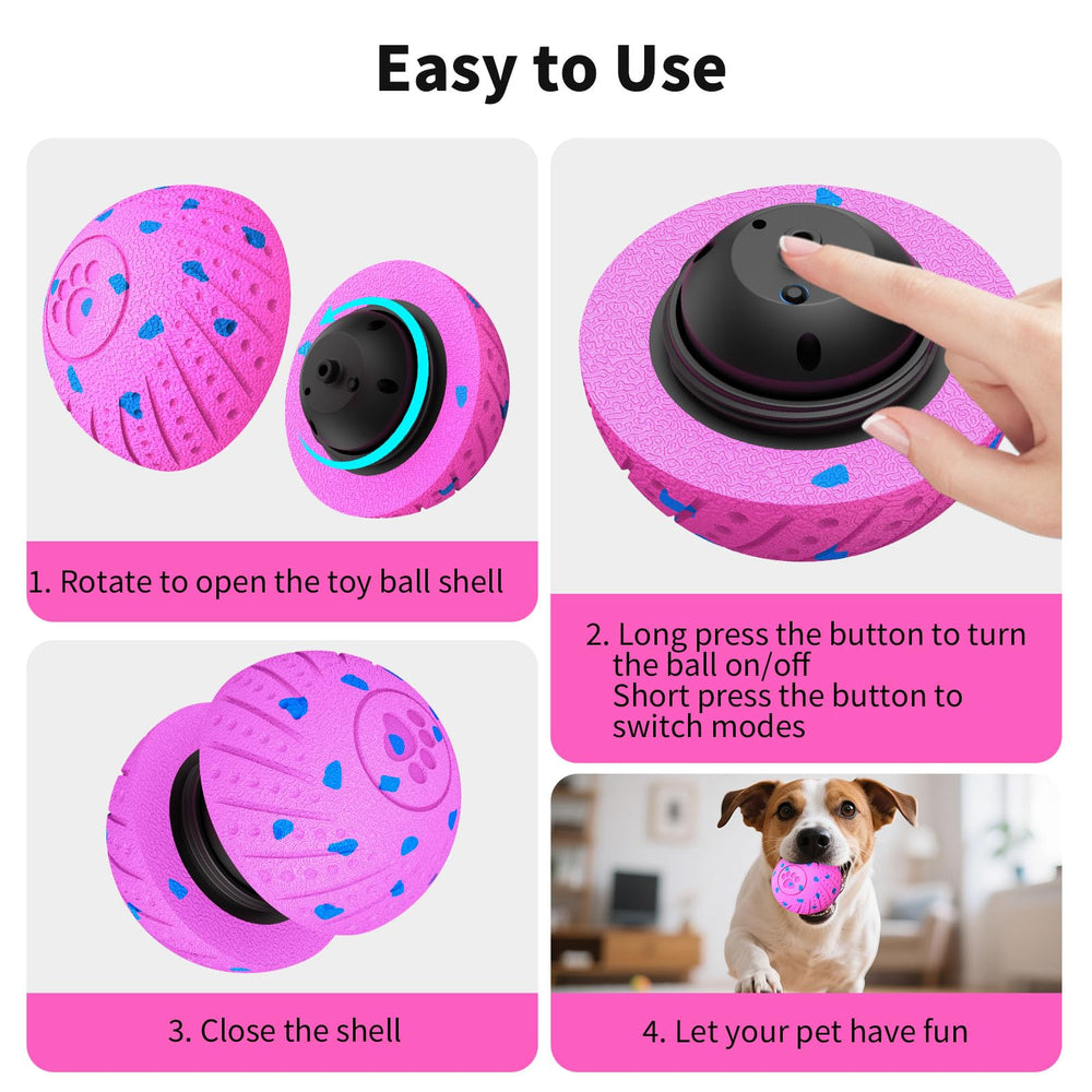 NETRCO Smart Interactive Dog Ball packaging shows included charging cable and multilingual manuals.