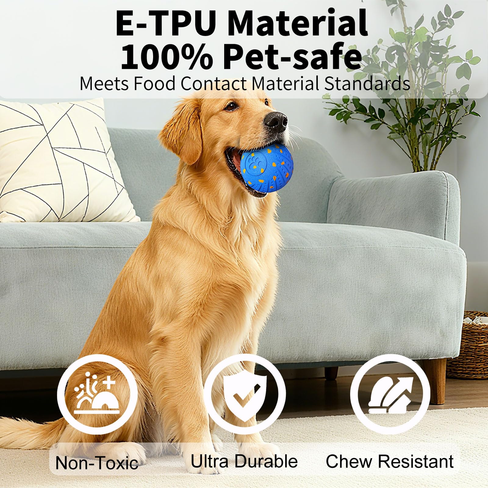 NETRCO smart interactive dog ball with USB-C charging for quick power-ups