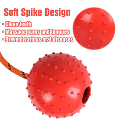 Nevperish dog ball on rope red for high visibility outdoor play